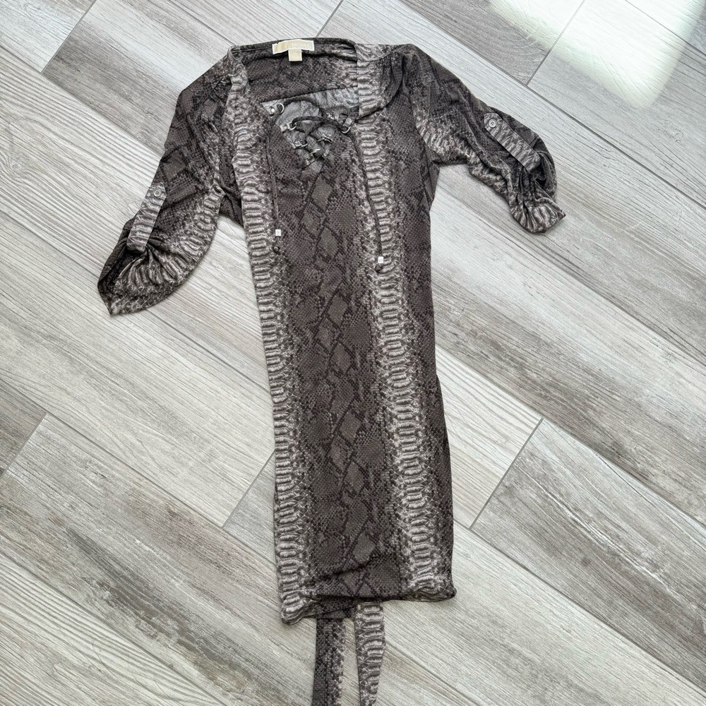MICHAEL KORS Matte Jersey Snakeskin Print Dress Xs - Picture 10 of 10